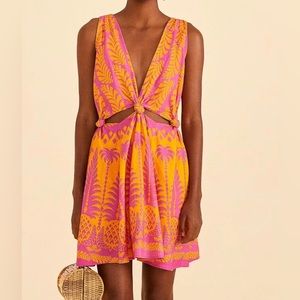 Farm Rio Orange Pineapple Love Mini Dress